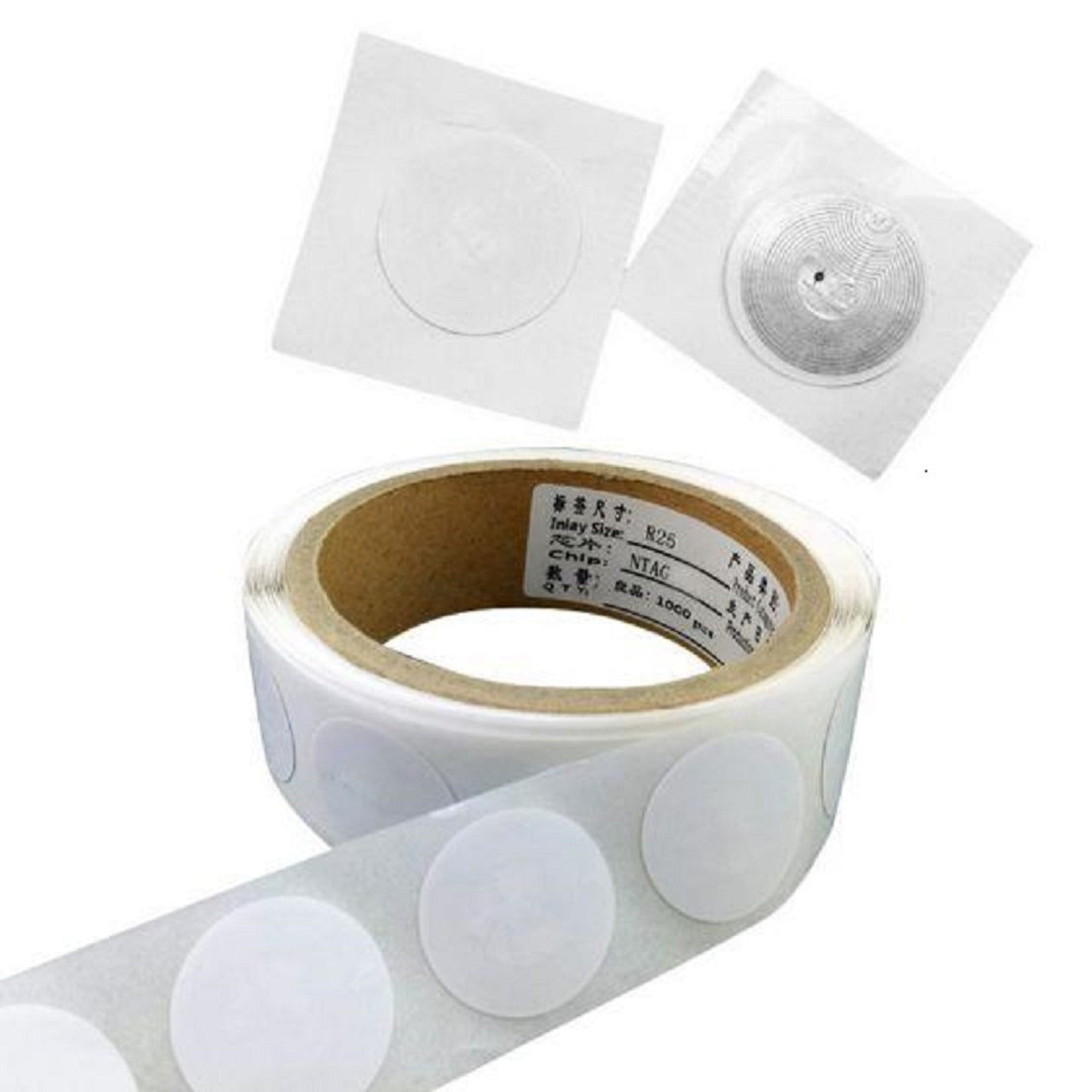 NFC Sticker 25 mm Round Ultralight (f08 213) white stickers 1000 PCs