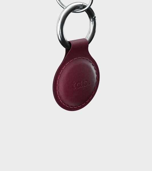 Tap NFC Keychain - Share Everything With A Tap - Handmade Natural Leather - Burgundy