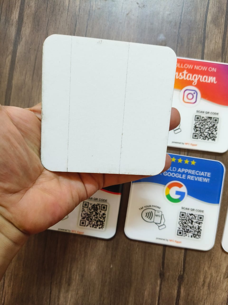 Coaster  resin epoxy 10x10cm NFC + Qr Dynamic changeable
